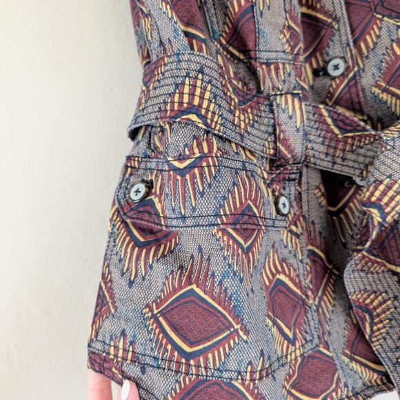 Anthropologie Elevenses Geo Print Safari Vest with Belt - Diamond Motif‎ - M - Picture 5 of 15